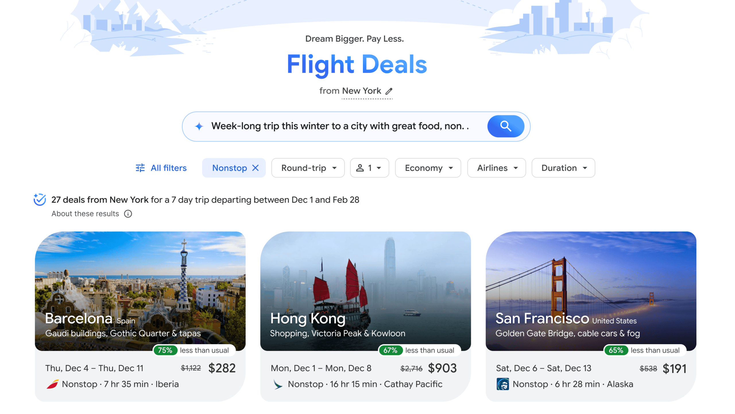 Google Flight Deals AI Interface