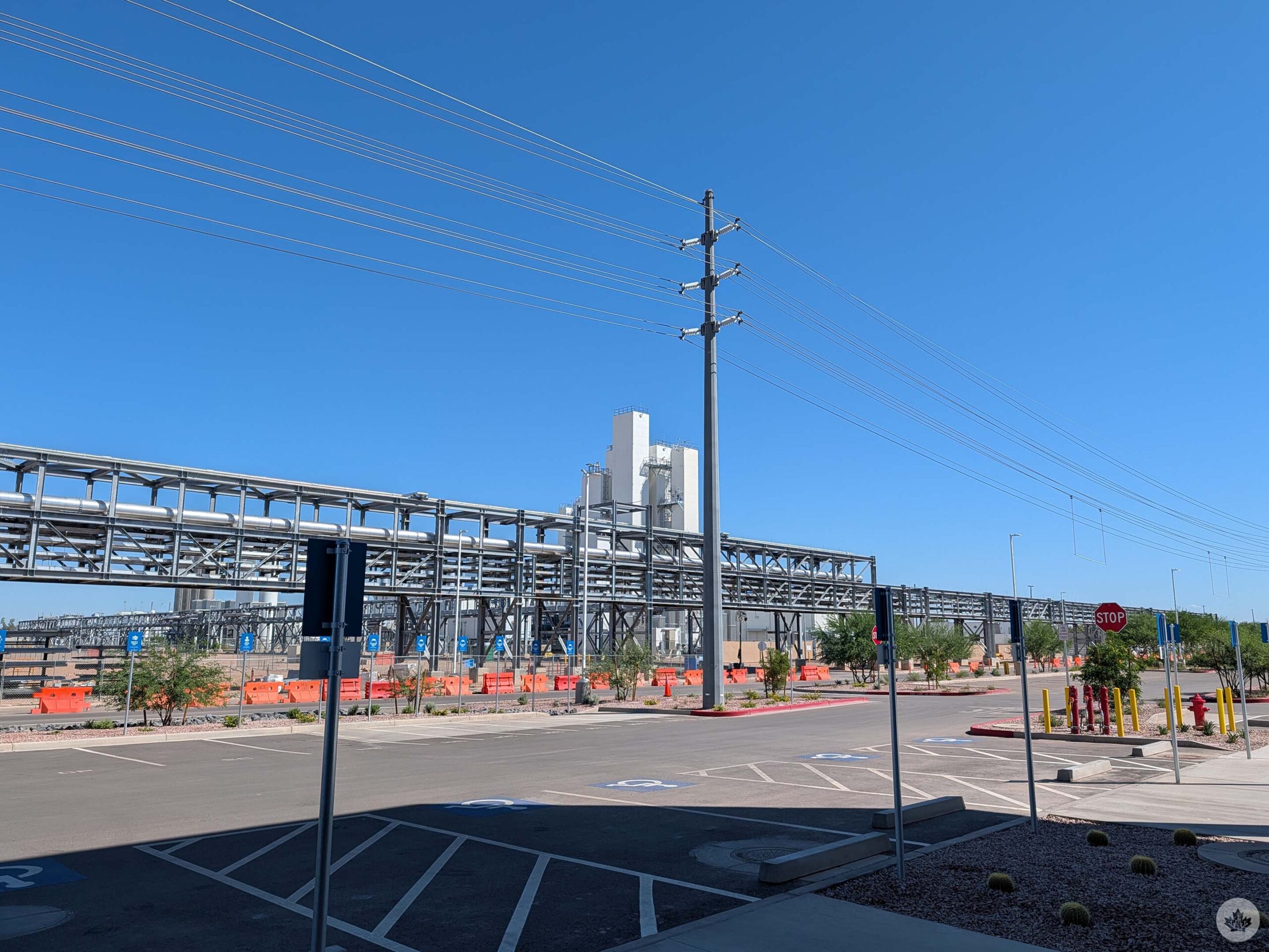 A view of the water treatment and piping on Intel's Ocotillo campus.