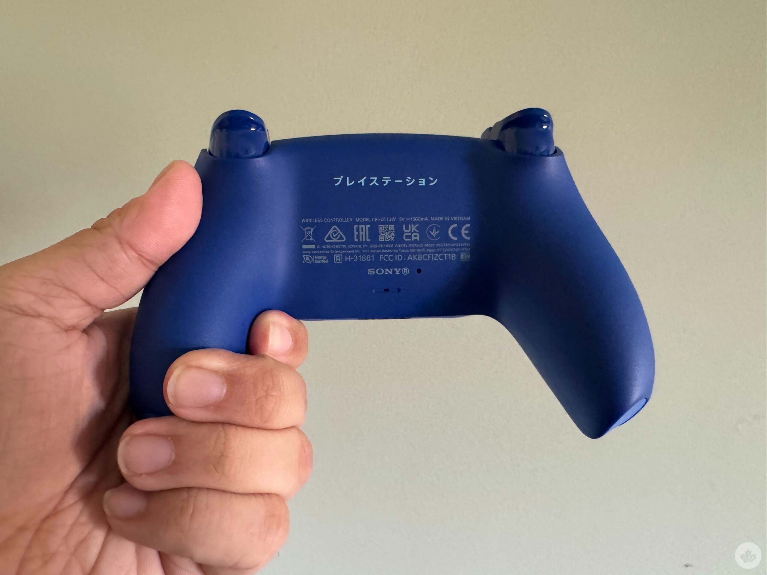 Blue PS5 DualSense icon on the back